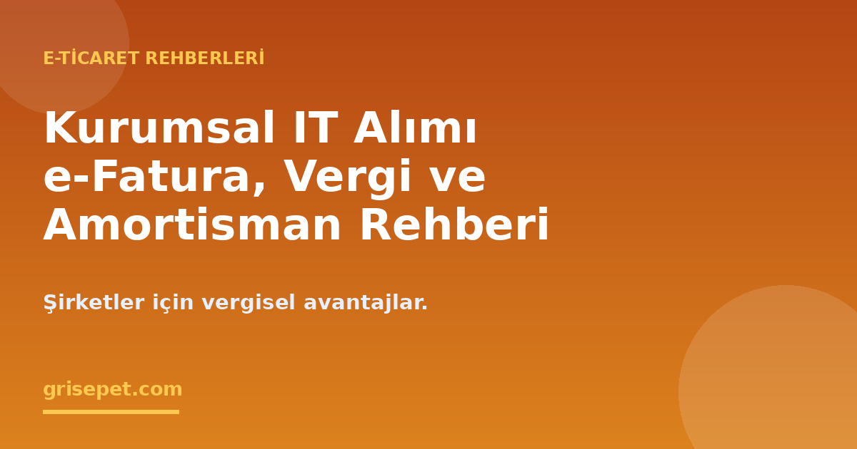 Kurumsal IT Alımlarında Vergi Avantajları, e-Fatura ve Amortisman Rehberi