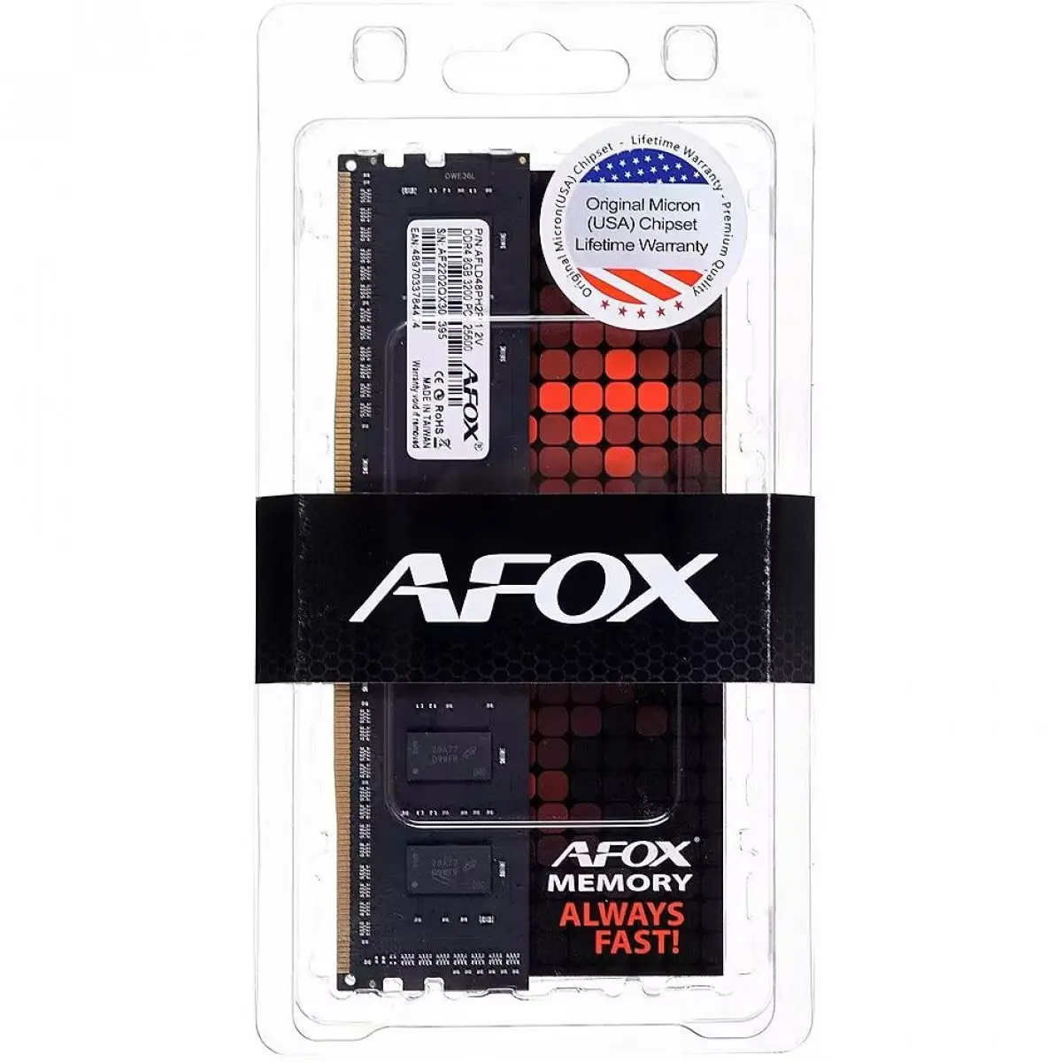 8 GB AFOX DDR4 2666Mhz DIMM PC AFLD48FK1P