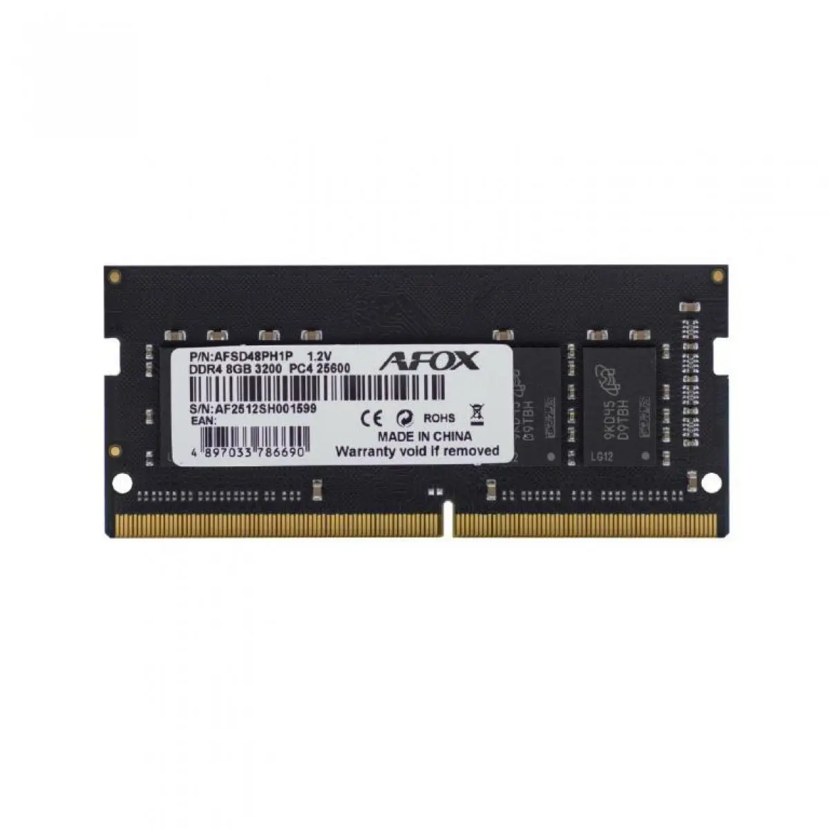 8 GB AFOX DDR4 3200Mhz SODIMM 1.2V AFSD48PH1P