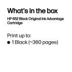HP 652 F6V25AE Orijinal Siyah Mürekkep Kartuşu