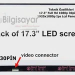 LENOVO 00HN885, 00NY401, 00NY416  17.3" Ekran Slim Led Lcd Panel Ips Full Hd 1080p