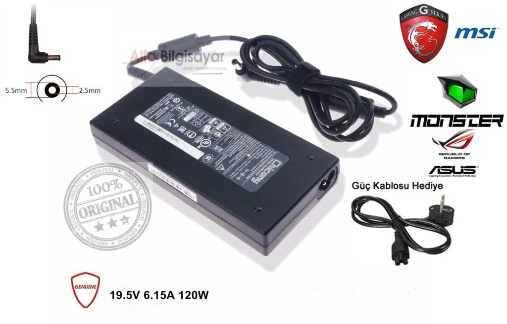 Monster Msi Chicony uyumlu 120w 19.5v 6.15A Adaptör Şarj A15-120P1A