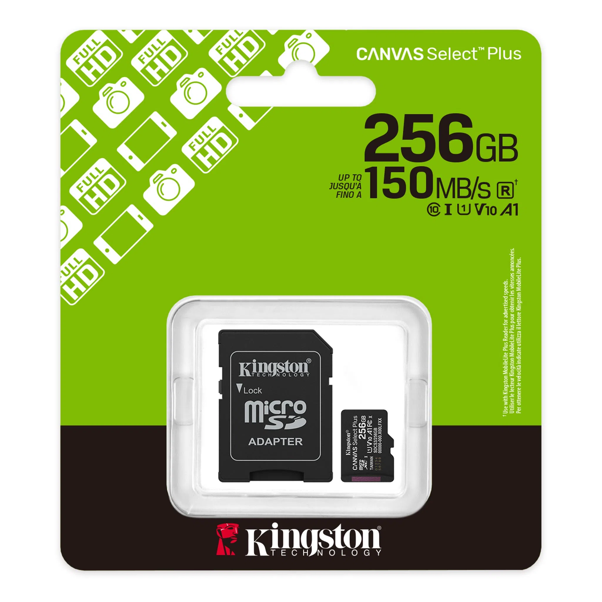 256GB microSDXC Canvas Select Plus Gen3 150MB/s A1 Card + Adapter