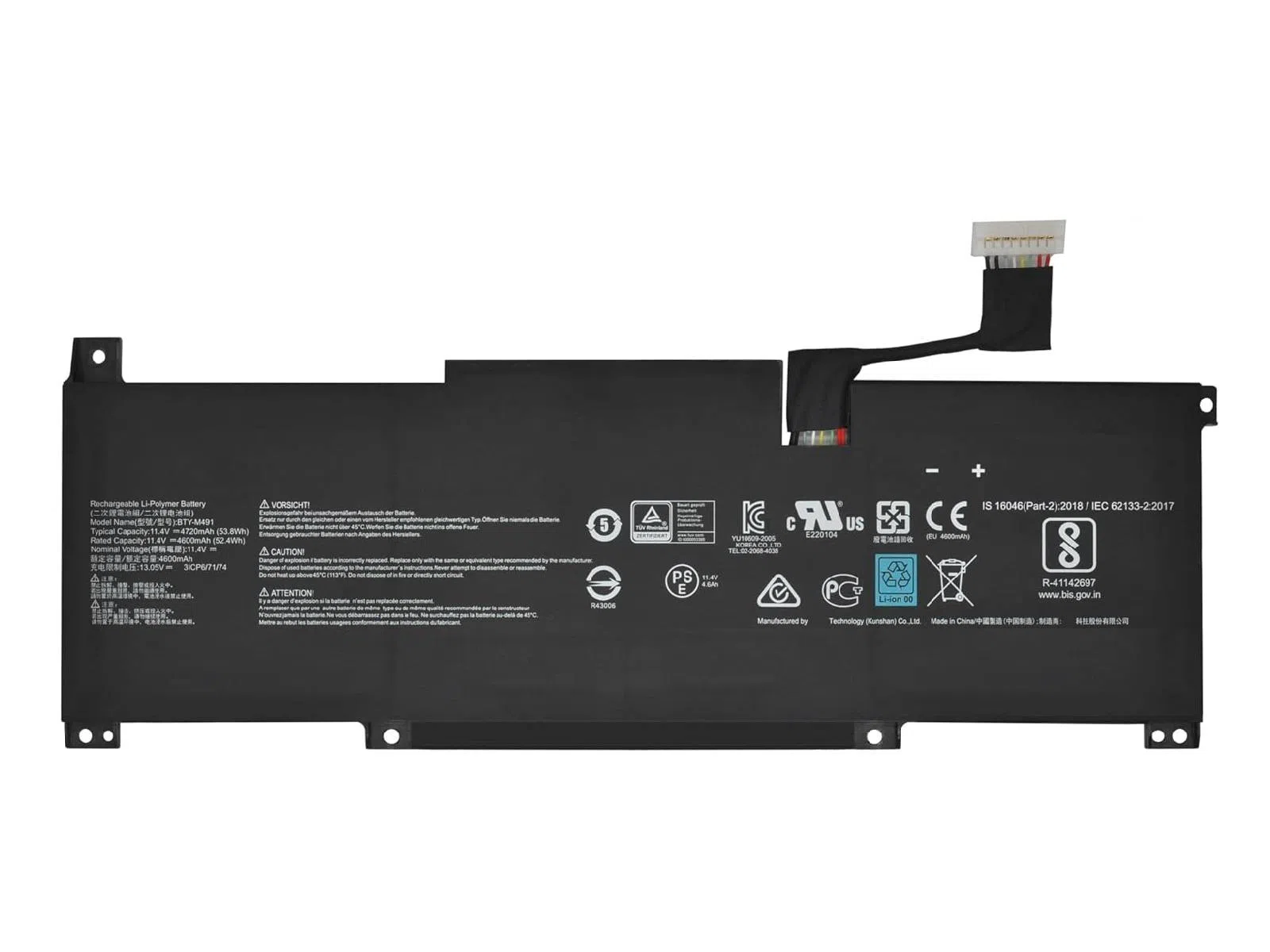 Retro Msi BTY-M491 Notebook Bataryası Ver.2 Beyaz Soket 10 Pin 8 Hat 11.4v 4600mah 52wh RMSL-029