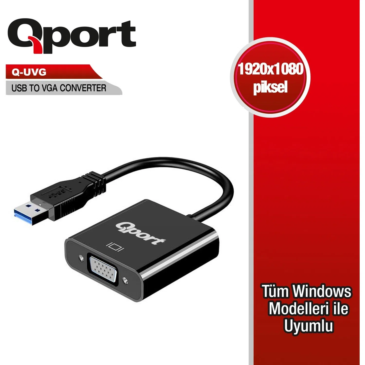 Qport Q-UVG USB 3.0 to VGA Çevirici