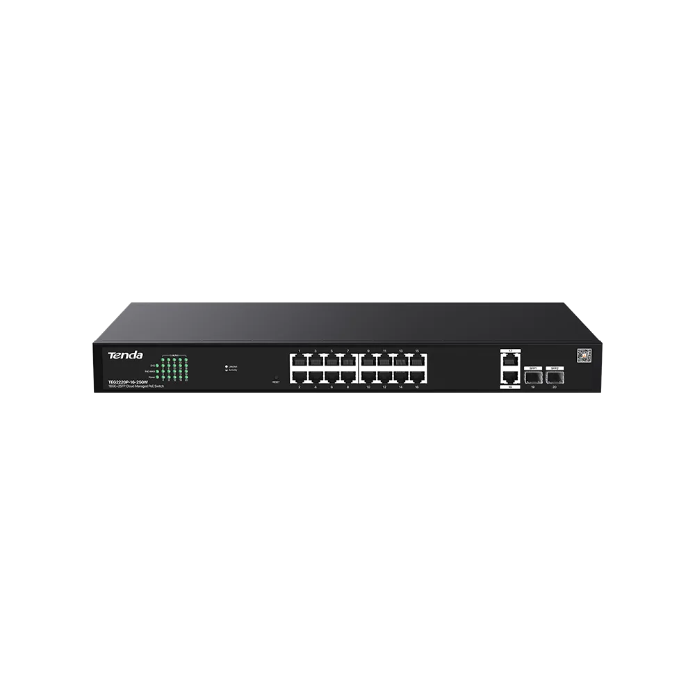 Tenda TEG2220P-16-250W 16 Port PoE Yönetilebilir Switch