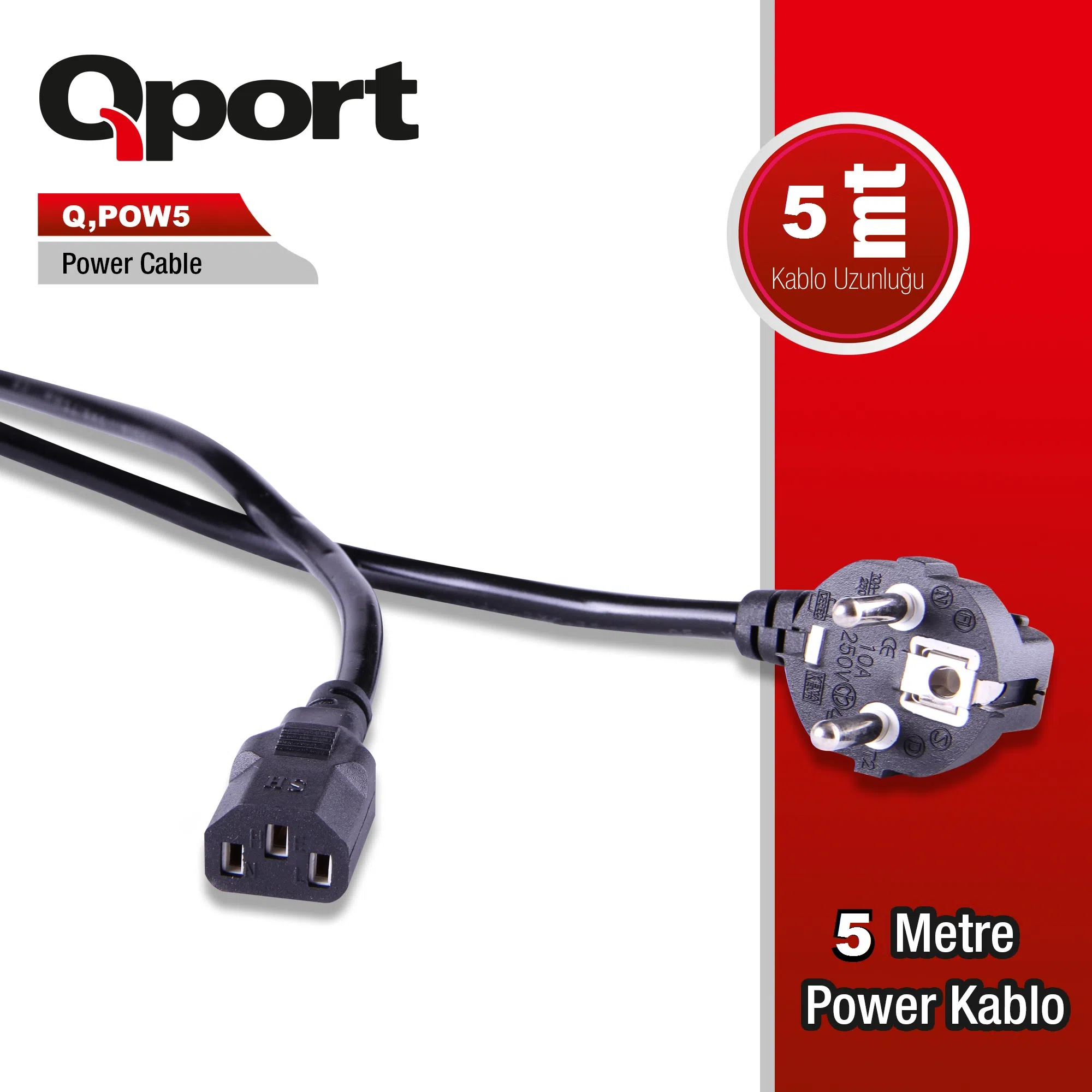 Qport Q-POW5 Güç Kablosu (5m)