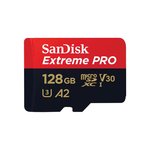 SanDisk Extreme Pro microSD UHS I Card 128GB for 4K on SmartP, Cam Drones 200MB/s R, 90MB/s W