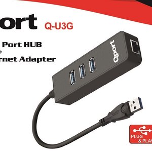QPORT Q-U3G USB 3.0 ÇOKLAYICI/GIGABIT ADAPTÖR