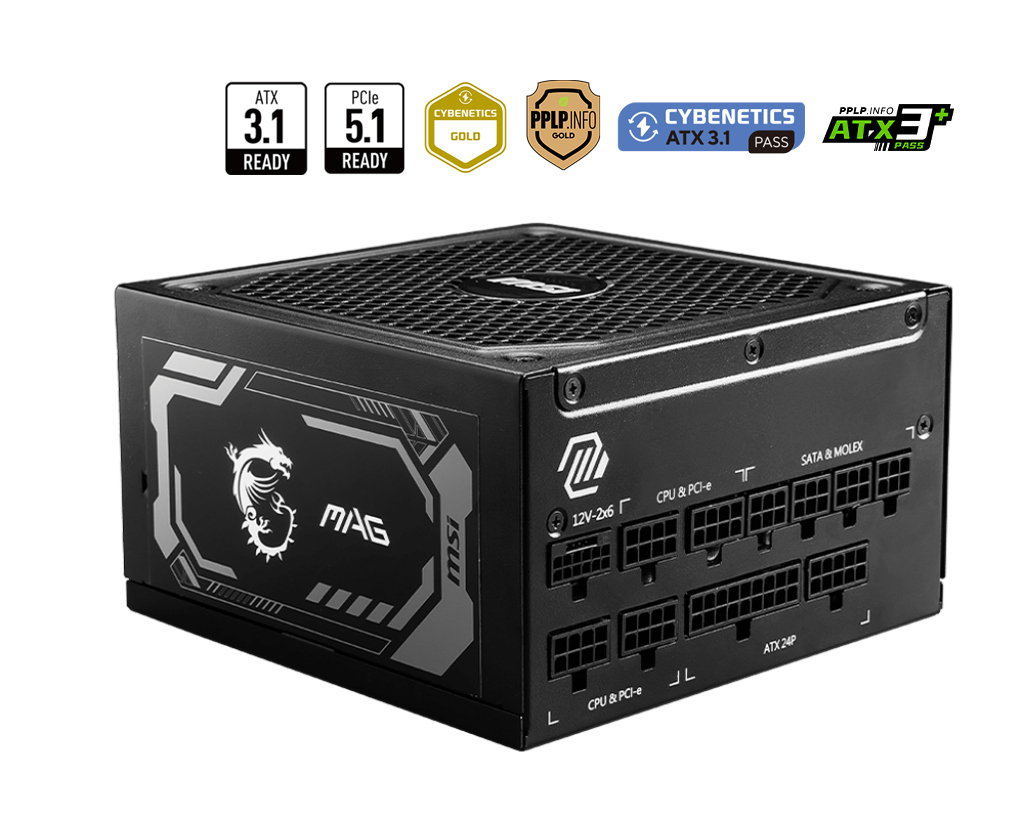 MSI MAG A1000GL PCIE5 1000W 80+ GOLD POWER SUPPLY