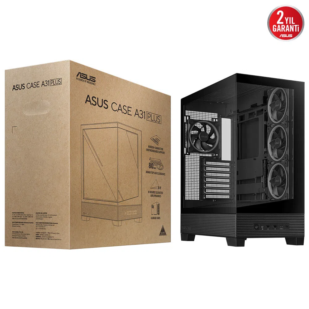 Asus A31 Plus TG ARGB Mini ITX Kasa Siyah