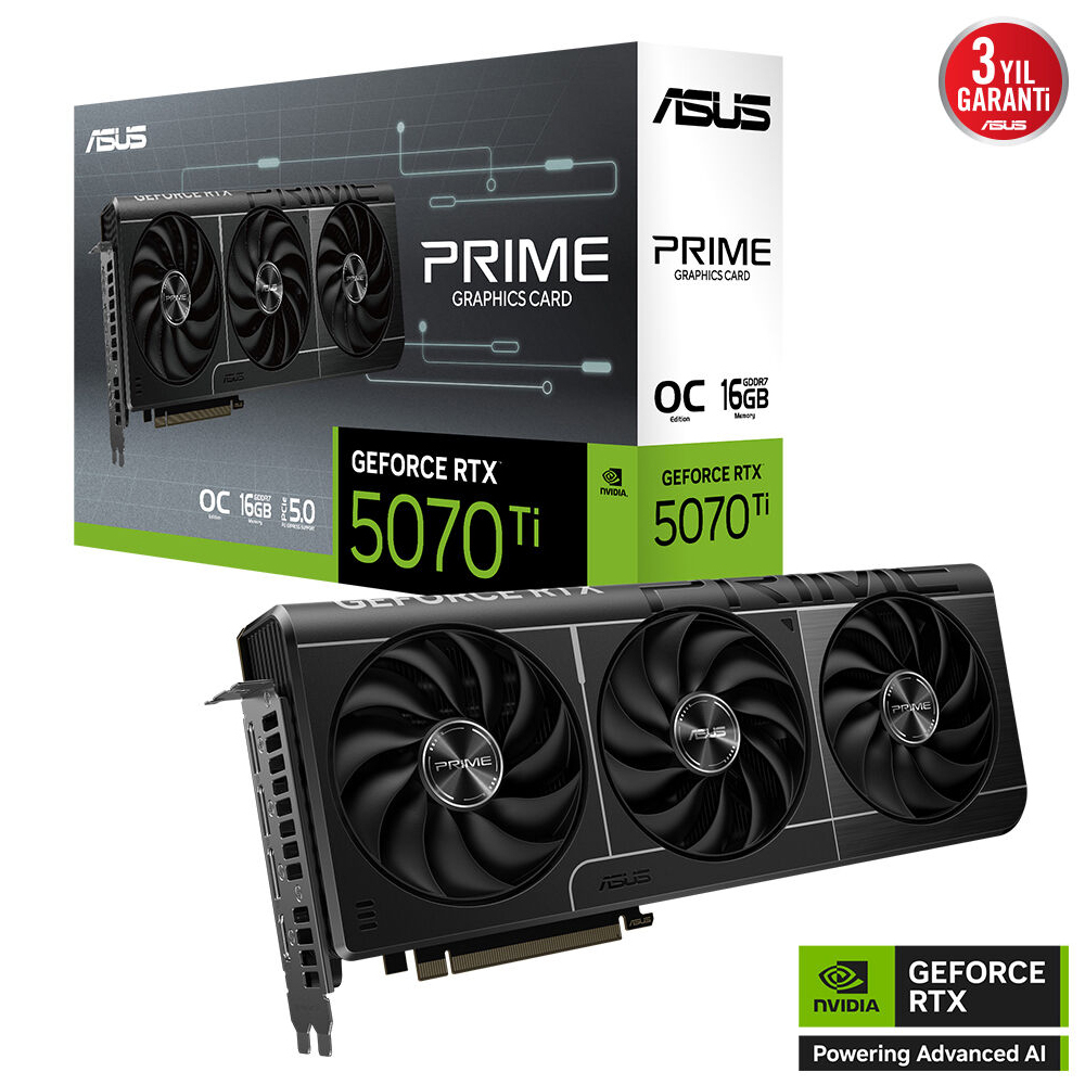 Asus Prime Geforce RTX 5070 Ti 16gb PRIME-RTX5070TI-O16G Gddr7 Oc Edition 256 Bit Gaming Ekran Kartı