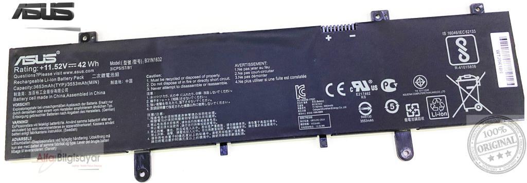 Asus S4000 X405U X405UQ X405UR X405UA X405UQ B31N1632 Batarya