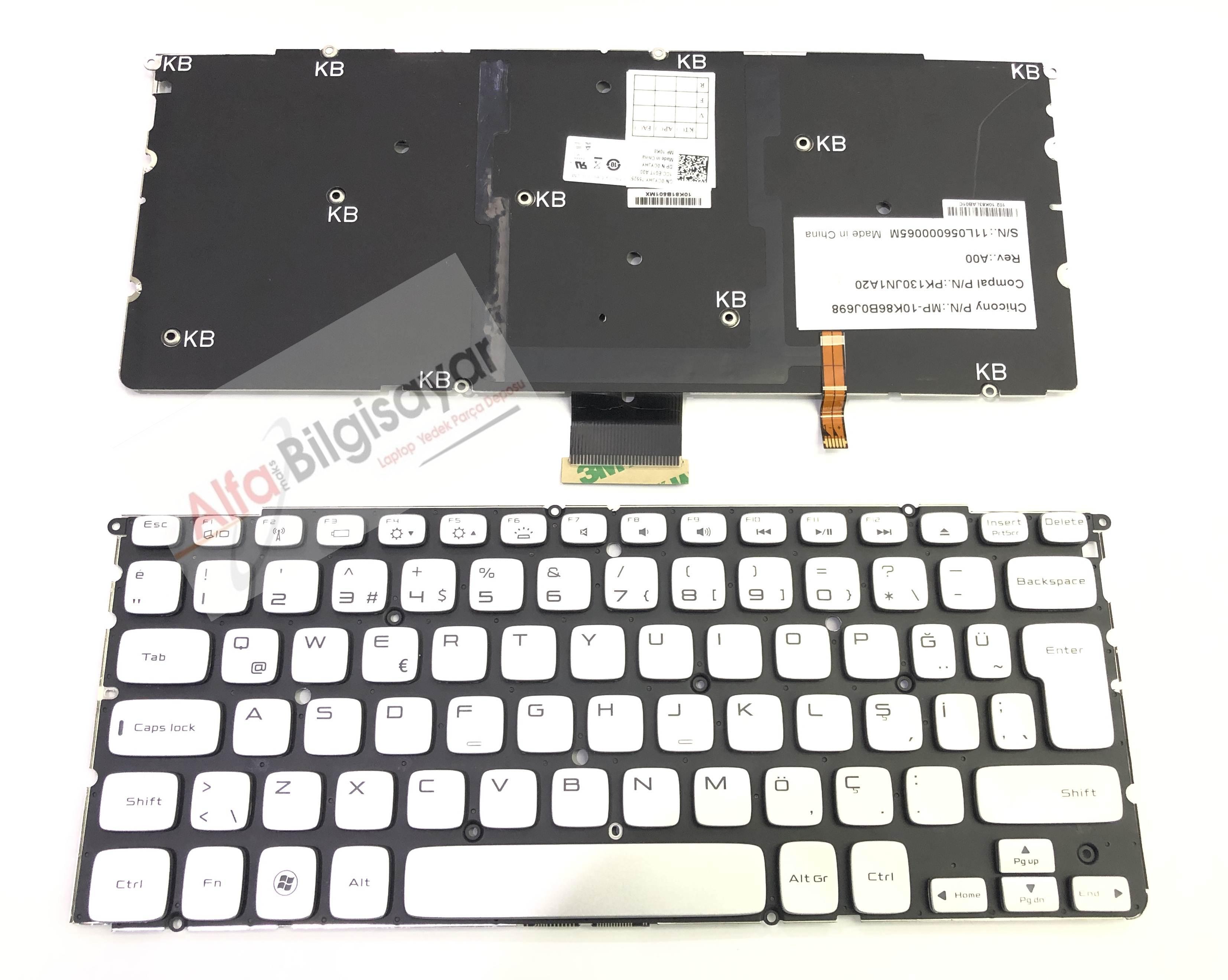 DELL XPS 14z, 15Z, p12f p24g, L511Z, L412Z KLavye Işıklı Türkçe 