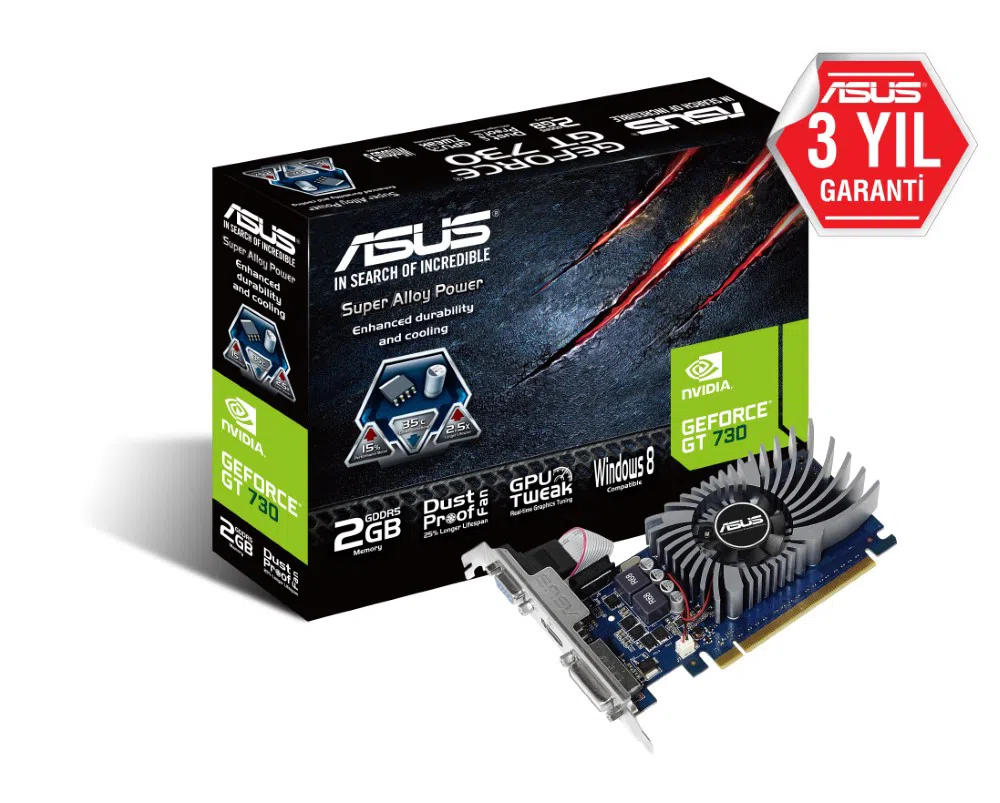 ASUS GT730-SL-2GD5-BRK 2GB DDR5 64BİT HDMI/DVI-D SUB 