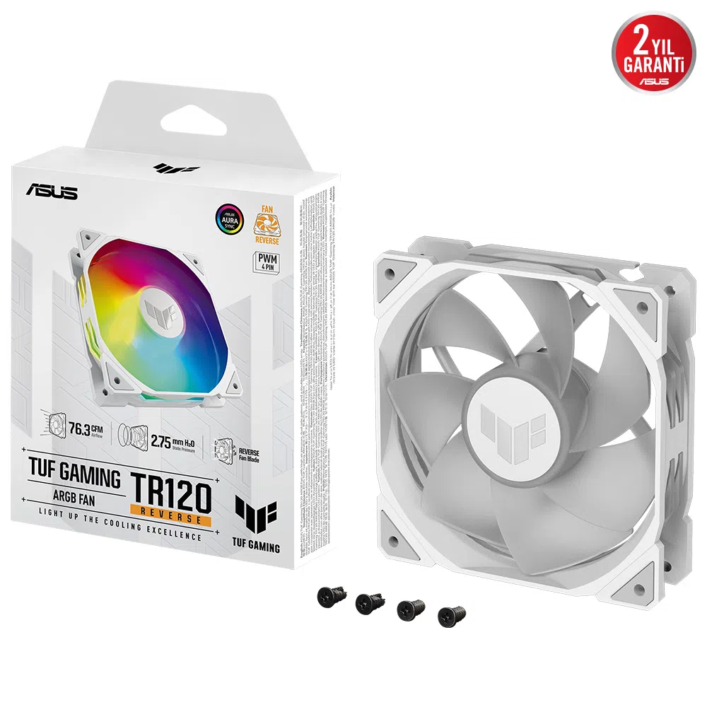 ASUS TUF TR120 120mm ARGB Reverse Beyaz Kasa Fanı