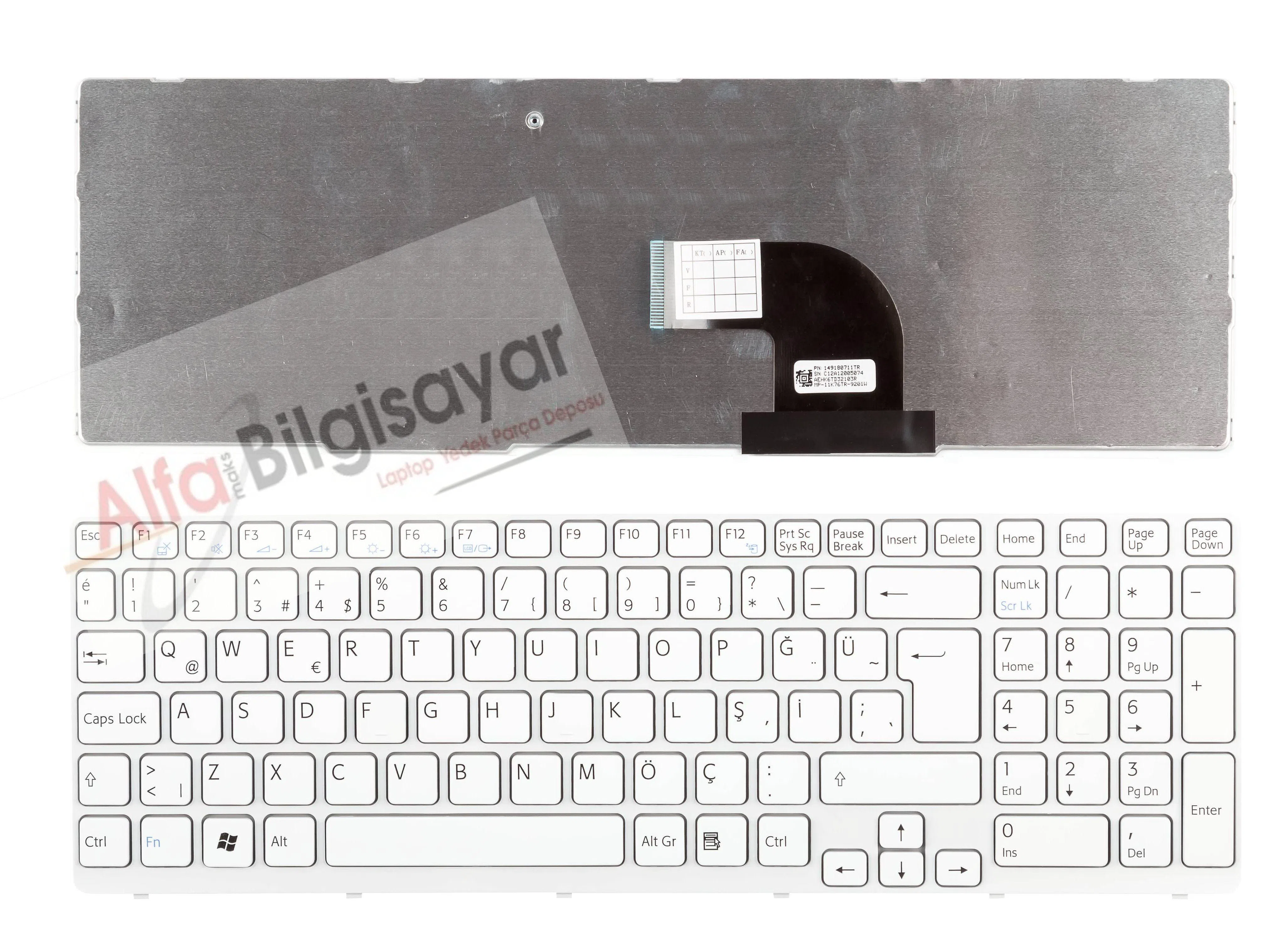 Sony Vaio SVE1511A4E, SVE1512D1R, SVE1513C1E Beyaz Renk Klavye, Tuş Takımı Q TR