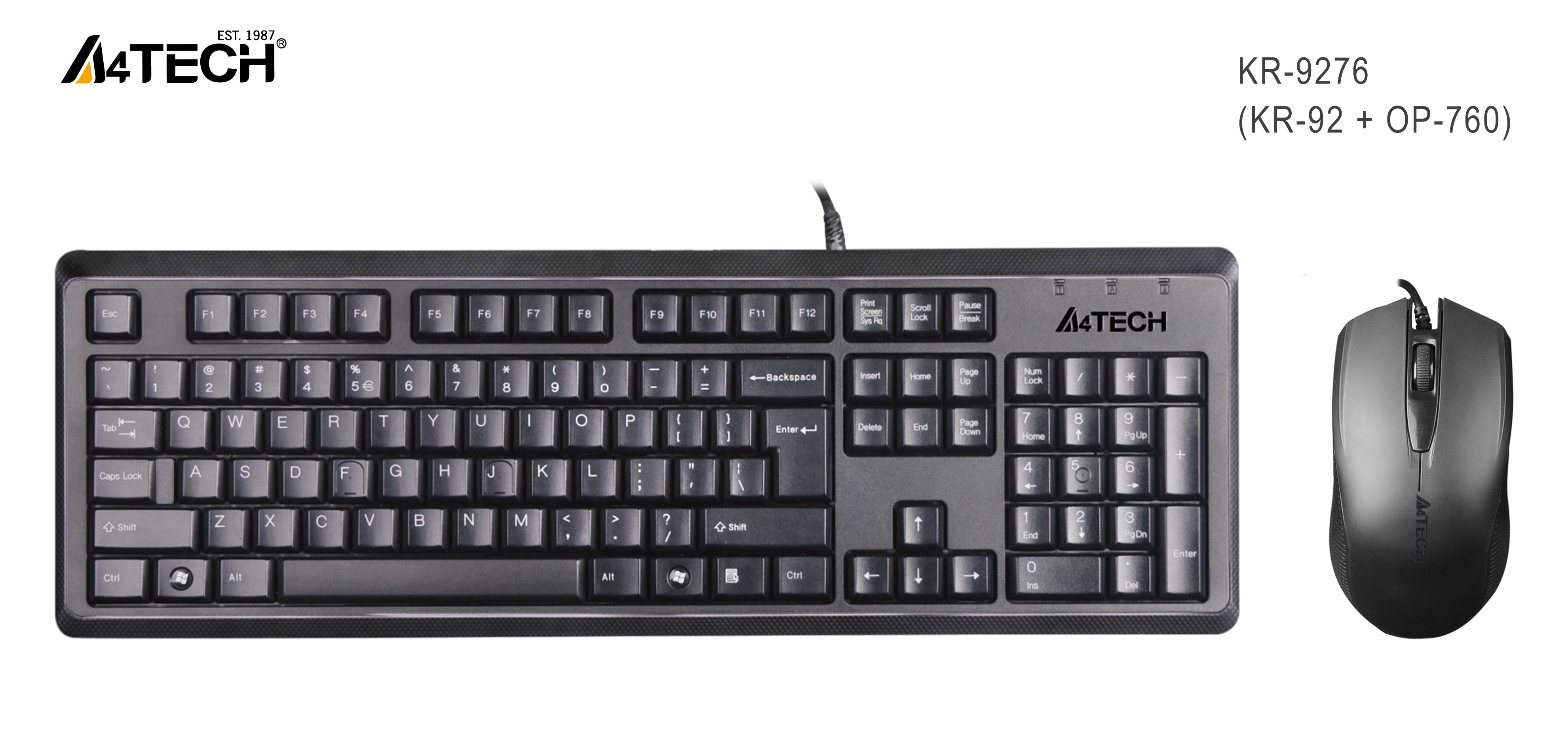 A4-Tech Kablolu Set Siyah (KR-9276)