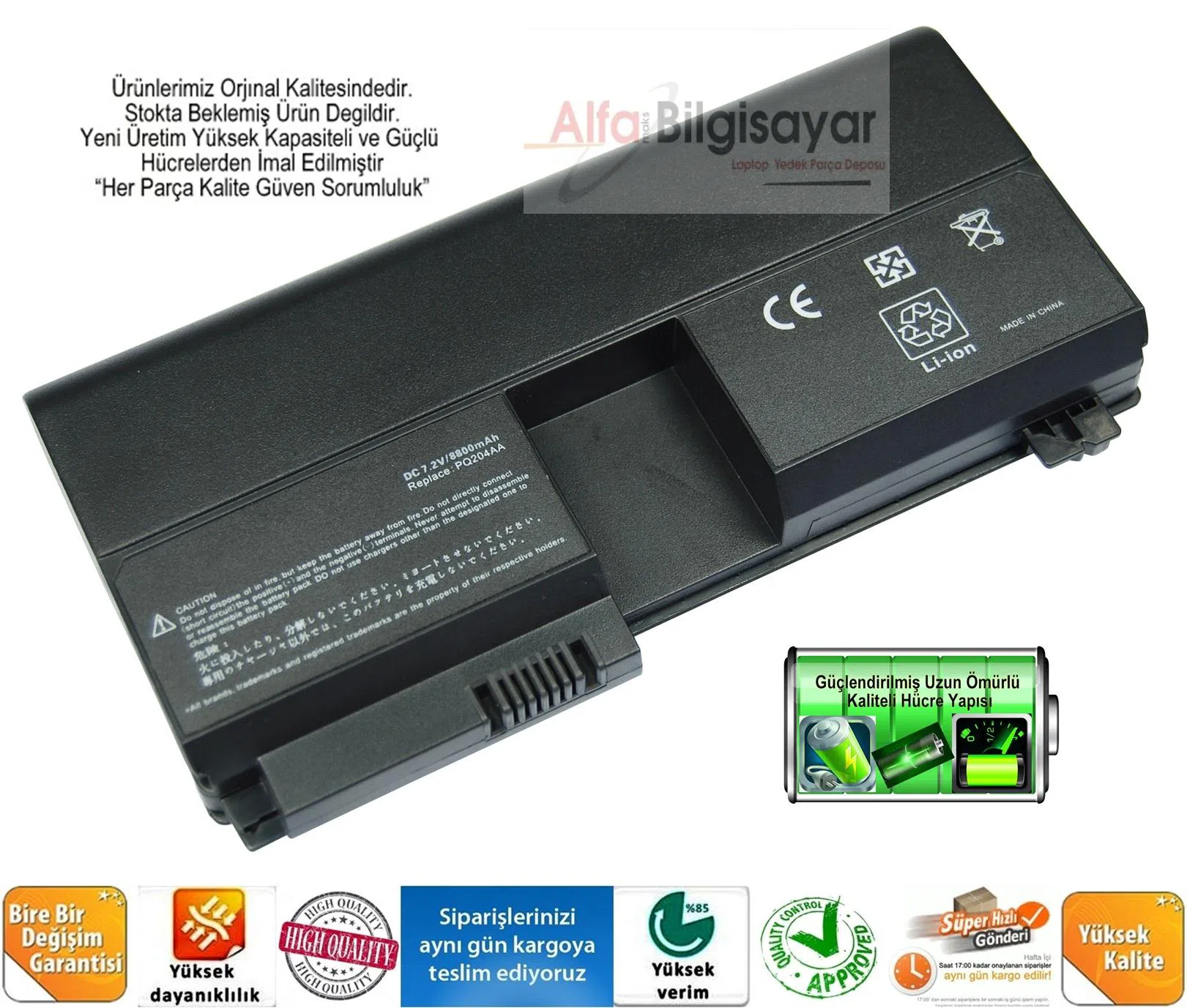 hp 432663-522 BATARYA 1.KALİTE PİL Güçlü Güvenli A++