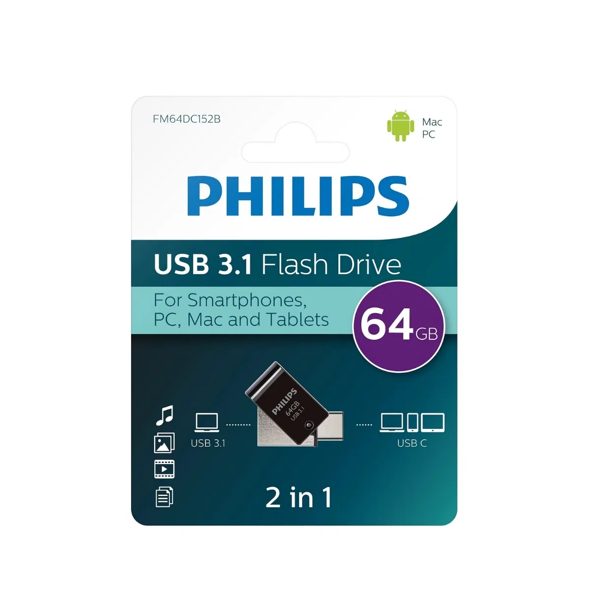 Philips 64GB USB 3.1 Type-C Flash Bellek (FM64DC152B/00)