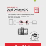SanDisk Ultra Dual Drive m3.0 64GB USB-A Mikro USB Flash Bellek