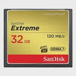 SanDisk Extreme CF 120MB/s, 85MB/s write, UDMA7, 32GB