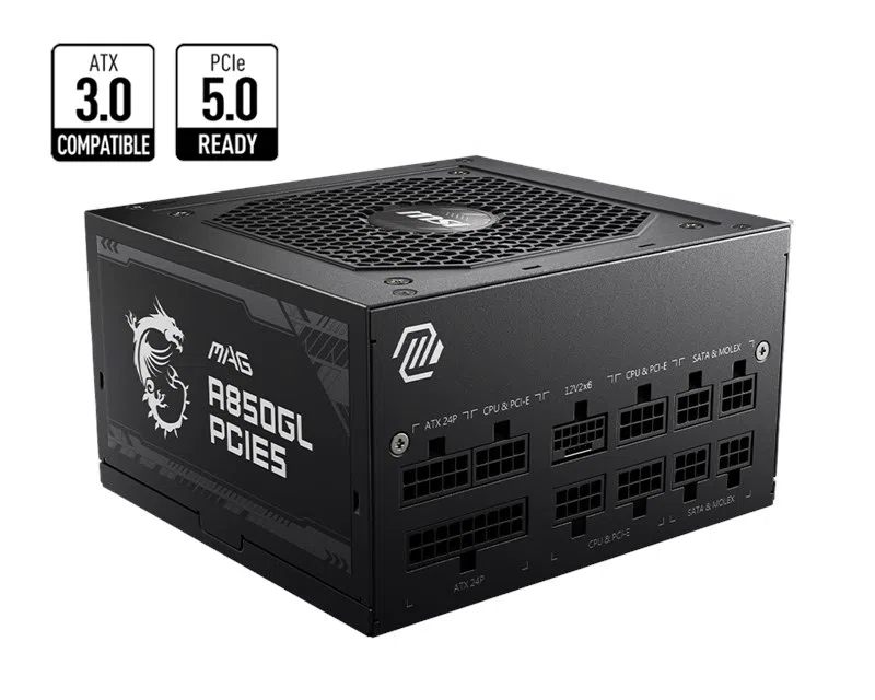 MSI 850W 80+ Gold (MAG A850GL PCIE5) Full Modular