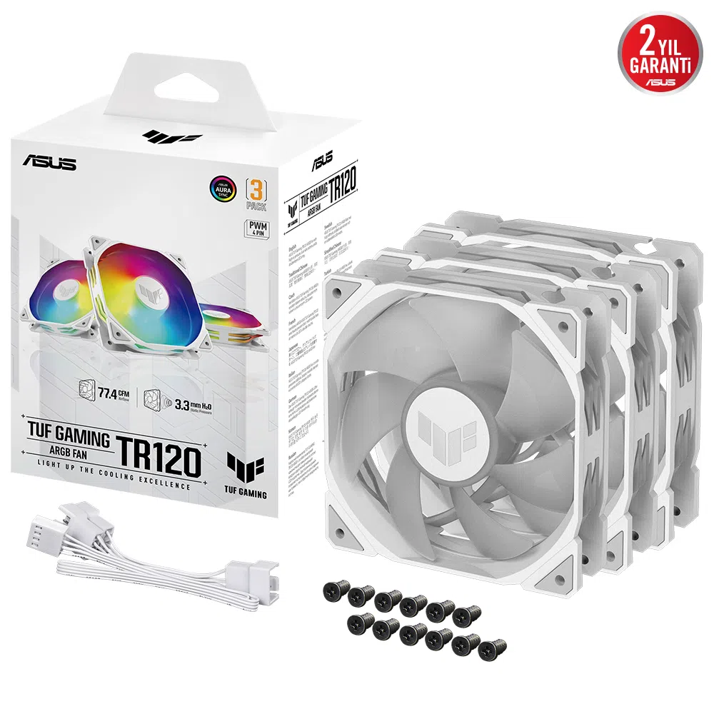 ASUS TUF Gaming TR120 ARGB 3in1 Kasa Fanı Beyaz