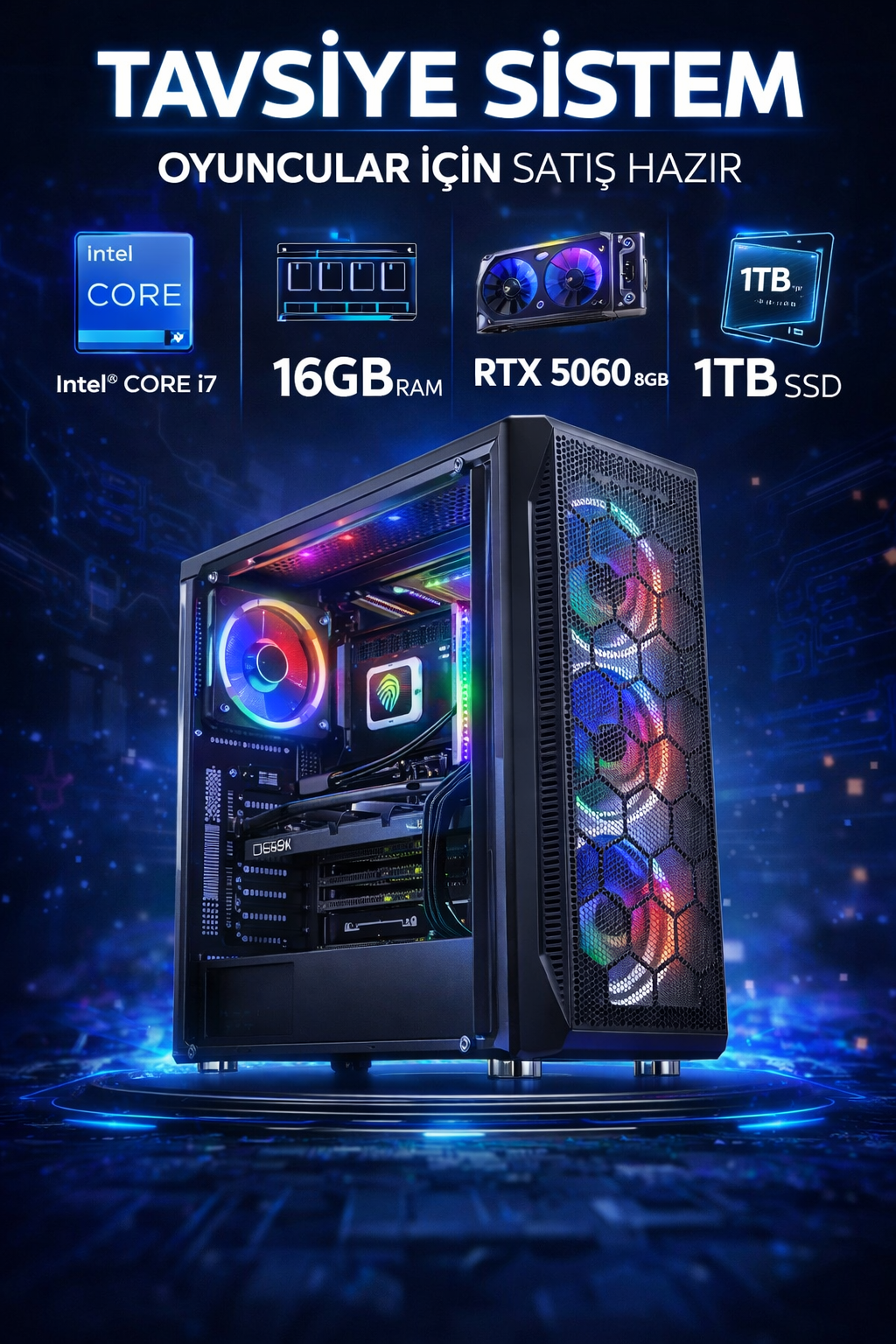 OXPC-7000 i7-12700KF 16GB 1TB SSD 8GB RTX4060 FDOS