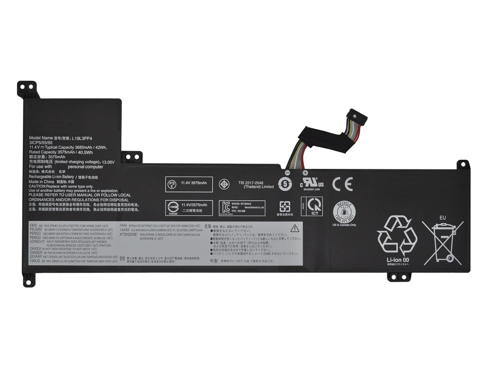 RETRO Lenovo IdeaPad 3-17IML05, L19L3PF4 Notebook Bataryası - Ver.1 - 3 Cell