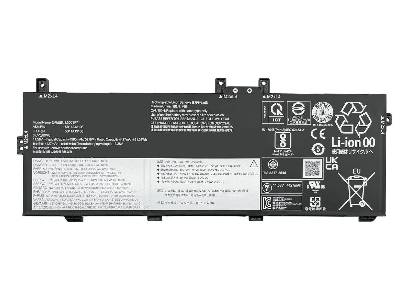 RETRO Lenovo ThinkPad X13 Yoga Gen2, L20C3P71 Notebook Bataryası