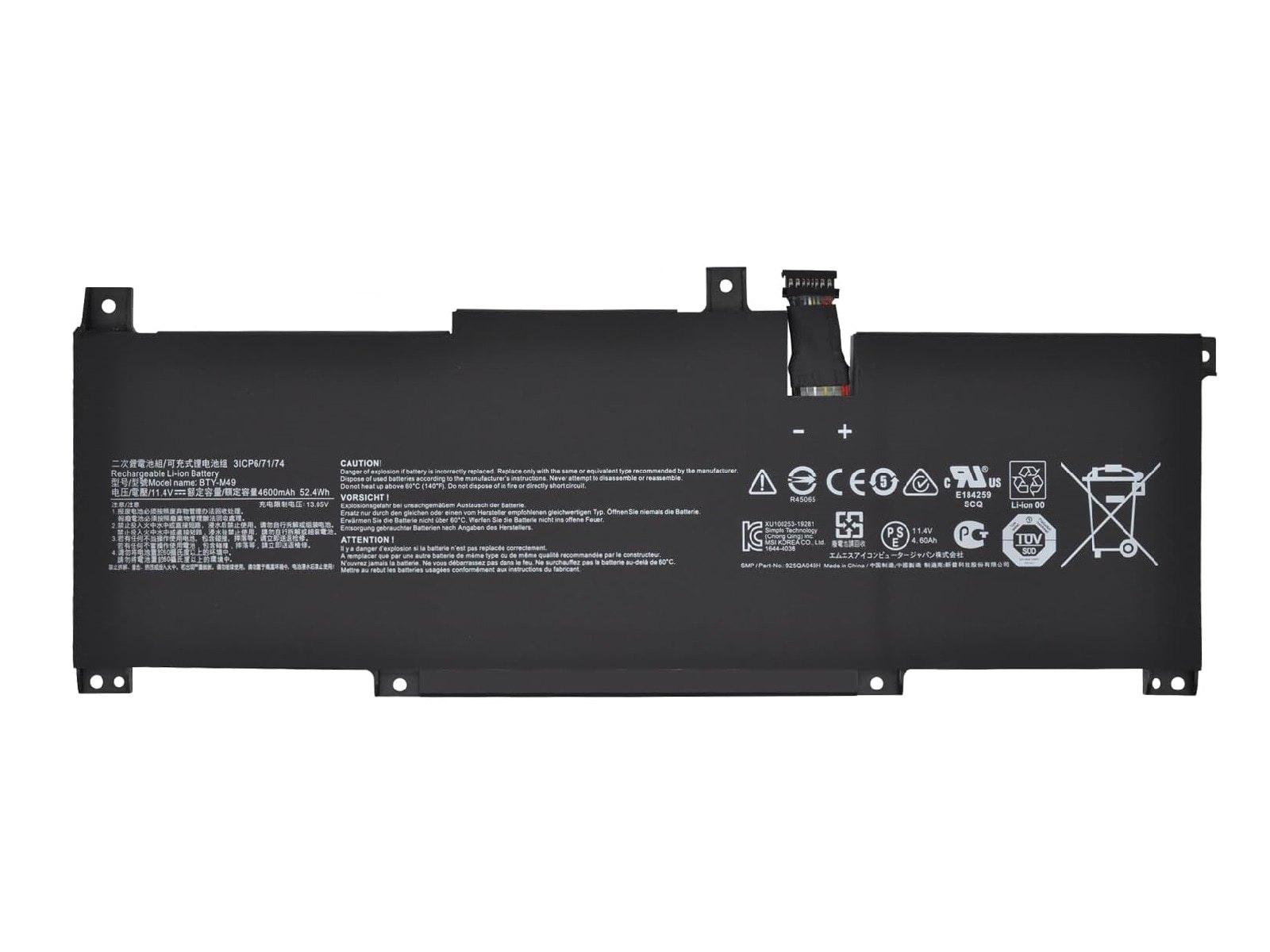 RETRO MSI BTY-M49 Notebook Bataryası - Ver.1 - Siyah Soket