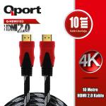 QPORT Q-HDMI103 10 METRE 2.0V 4K ALTIN UÇLU ÖRGÜLÜ KABLO