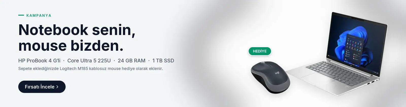 HP ProBook 4 G1i Alana Logitech M185 Mouse Hediye